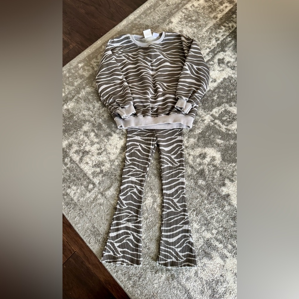 Zara Taupe & White Zebra Knit Top